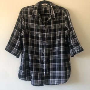 Alia Button Up Plaid 3/4 Sleeve Length Shirt 14